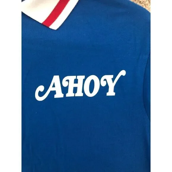 STRANGER THINGS Polo Crop Top Size Small Blue Scoops Ahoy Stranger Things - Picture 7 of 8